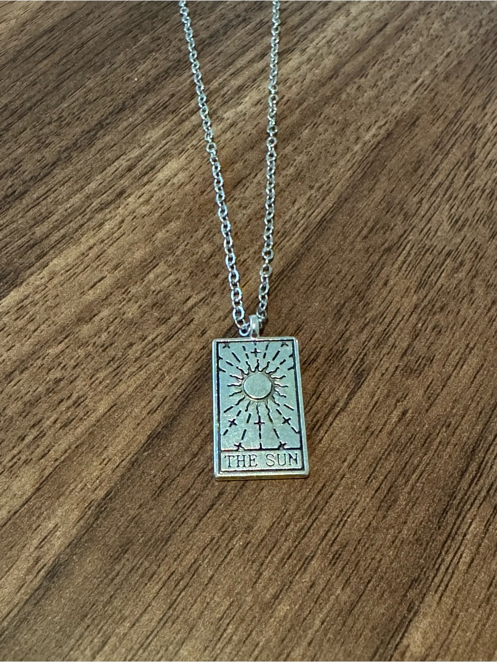 Silver 'The Sun' Tarot Pendant Necklace